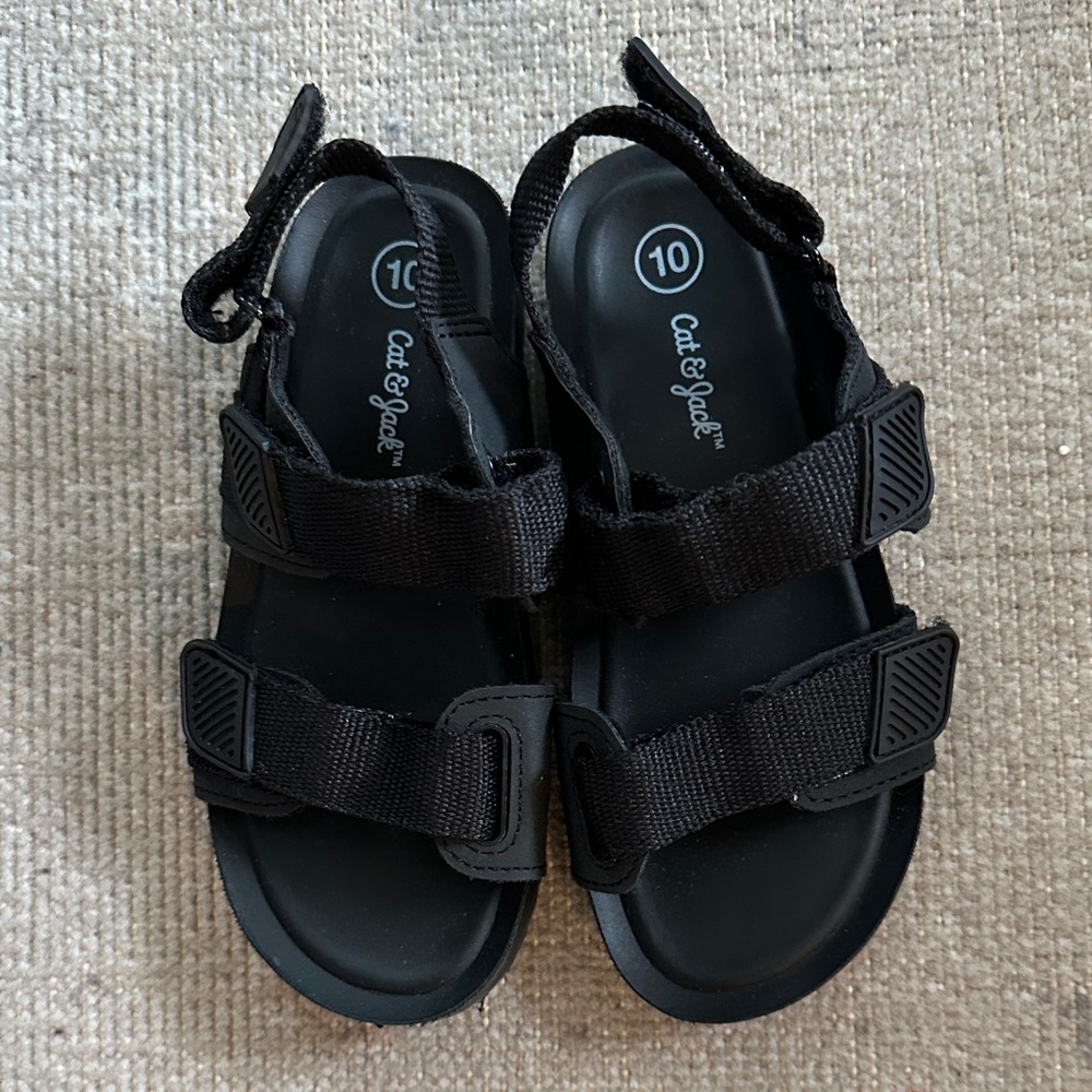 Cat & Jack Kids Black Strap Sandals Size 10